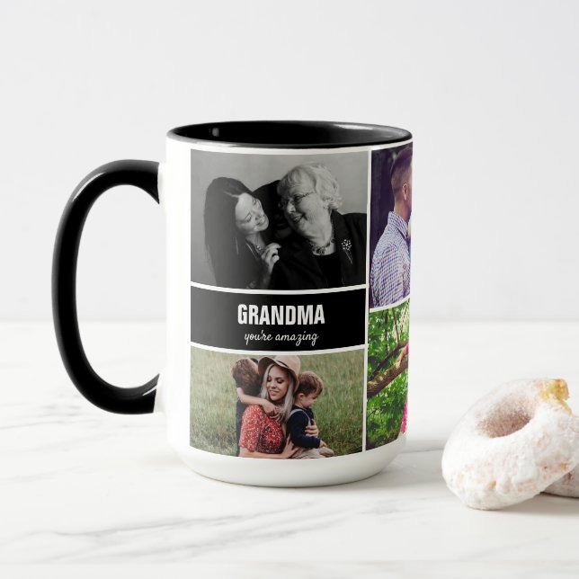 Mug for Grandma family Photo Collage Personalized (With Donut)