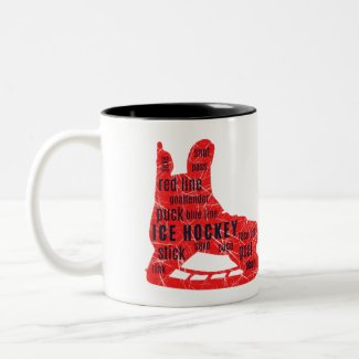 Mug for hockey player - red skate with words