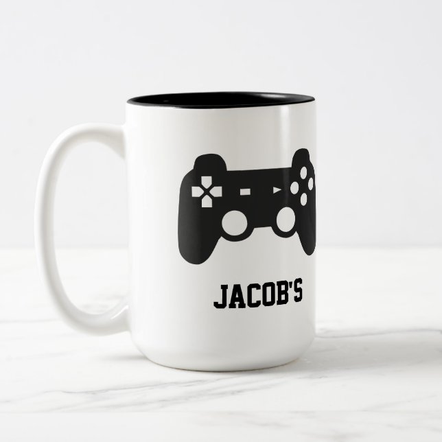 Mug for the gamer in the house, personalized. (Left)