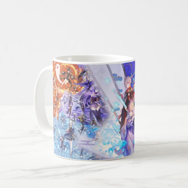Mug Genshin Game Xiao Raiden Hu Tao Holiday (Front Left)
