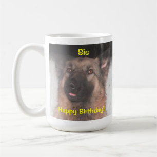 Mug German Shepherd Sticking Tongue Out Happy Bday