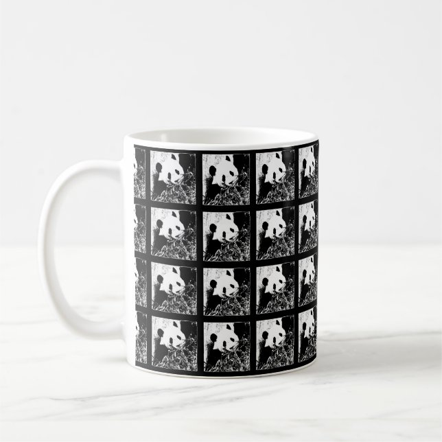 Mug, Giant Pandas Pop Art, Black and White Coffee Mug (Left)