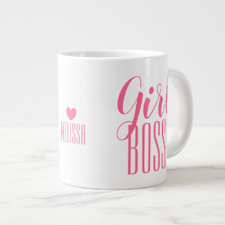 Mug Girl Boss Personalized Name Heart Pink