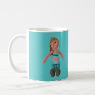 Mug - Girl Doll on Aqua Background