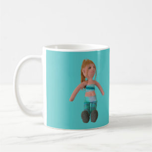 Mug - Girl Doll on Aqua Background