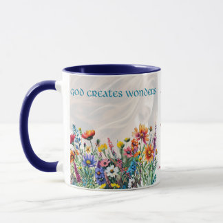 Mug "God Creates Wonders"  Floral mug with a story