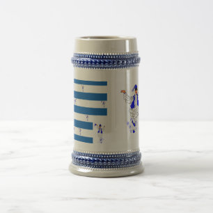 Mug Gray/Blue 22 oz Stein Greek Flag