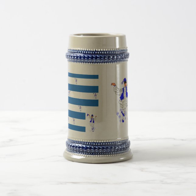 Mug Gray/Blue 22 oz Stein Greek Flag (Center)