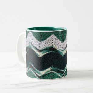 Mug - Green Chevron Pattern in Crochet