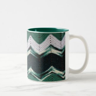 Mug - Green Chevron Pattern in Crochet