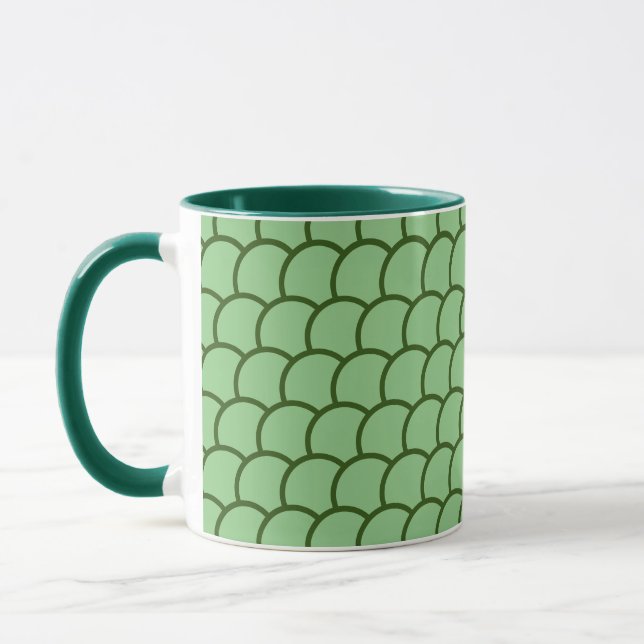Mug - Green Fish Scale Pattern (Left)