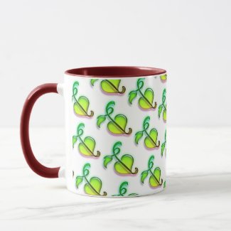 Mug - Green Leaves with Red Highlights