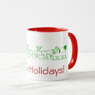 Mug - Happy Holidays with Santa's Sleigh