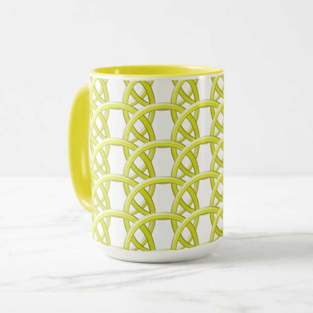 Mug - Interwoven Yellow Rings (Front Left)