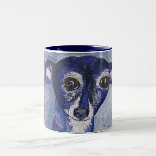 Mug, Italian Greyhound Dog Art Two-Tone Coffee Mug (Center)