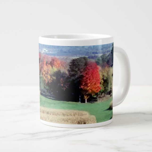 Mug, Jumbo 20 oz. Wisconsin Countryside Fall Giant Coffee Mug (Front Right)
