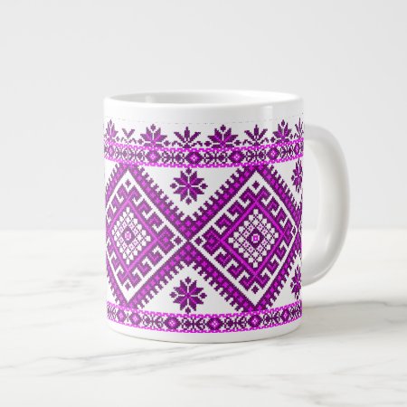 Mug Jumbo Ukrainian Purple Embroidery