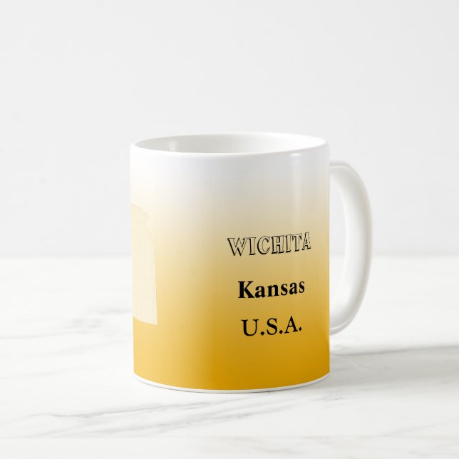 Mug - Kansas State Map with City (Front Right)