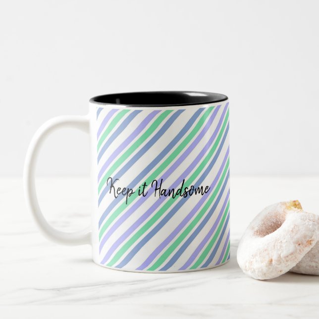 Mug Keep it Handsome Green Purple Stripe (With Donut)