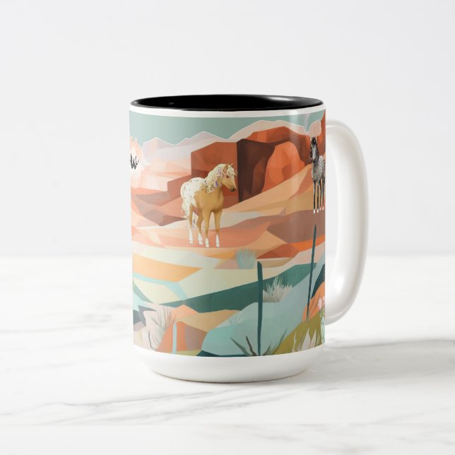 Mug Large with Western Abstract Scenic (Front Right)