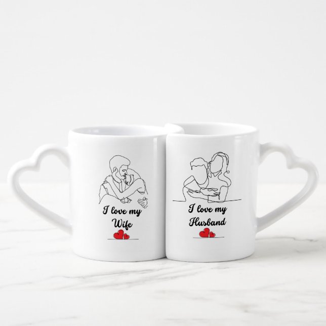 Mug Lover's Delight: I Love My Husband and Wife (Front Nesting)