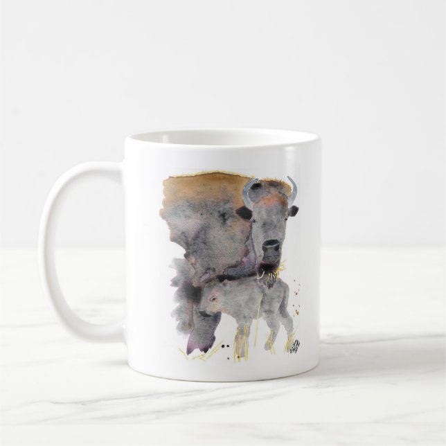 Mug, Mama and baby Buffalo Coffee Mug (Left)