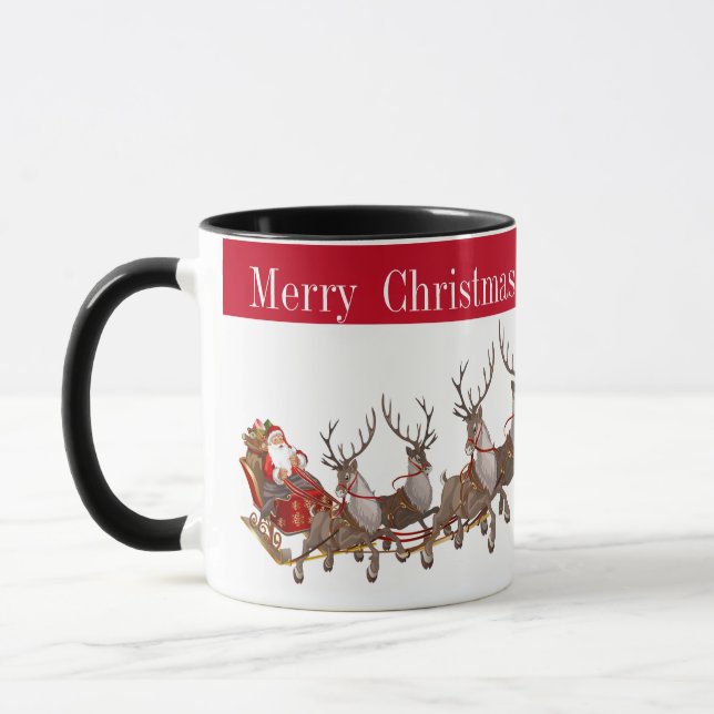 Mug Merry Christmas Santa and Sleigh (Left)