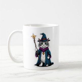 Mug Mini wizard cat with magical staff