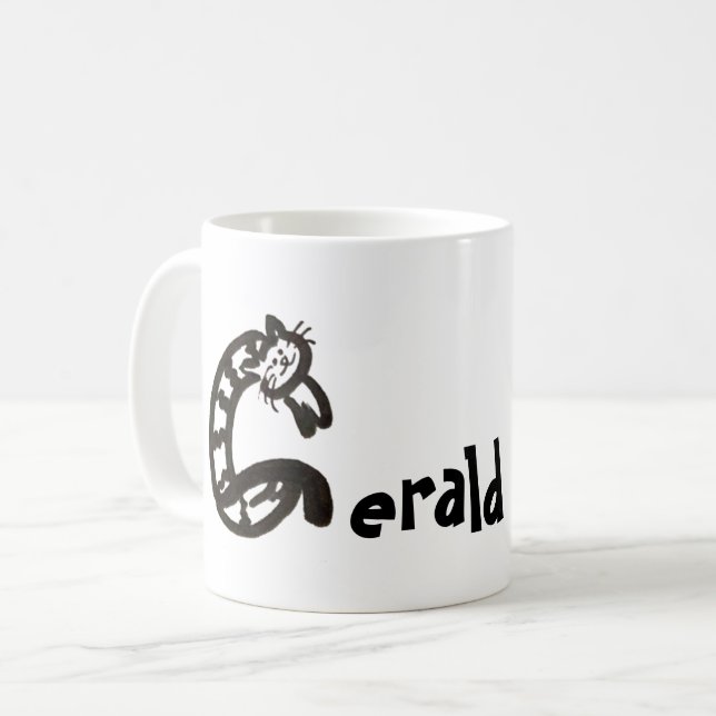 Mug - Name with Initial Cat Letter G (Front Left)