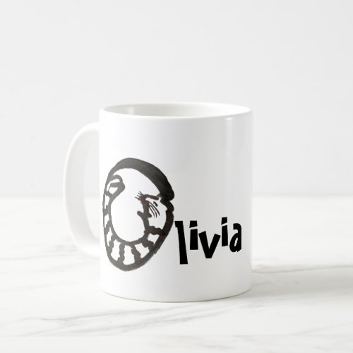 Mug _ Name with Initial Cat Letter O