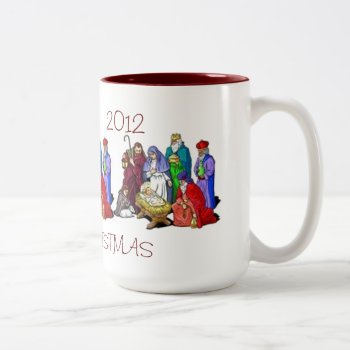 Mug Nativity Scene Triad Personalized Merry Christ by creativeconceptss at Zazzle