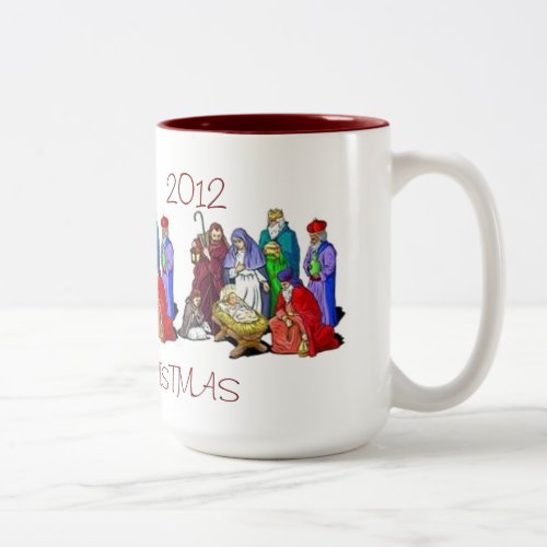 MUG NATIVITY SCENE TRIAD PERSONALIZED MERRY CHRIST