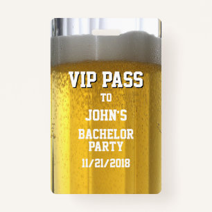 Mug of Beer Bachelor Party VIP Badge