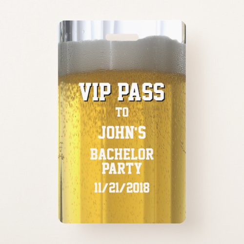 Mug of Beer Bachelor Party VIP Badge