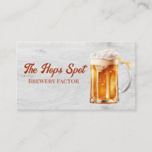 Mug of Beer Foaming Wood Grain Business Card