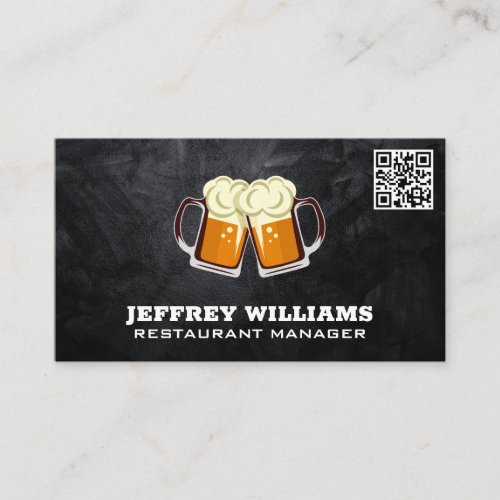 Mug of Beer Toast  QR Code Business Card