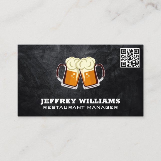 Mug of Beer Toast | QR Code Business Card (Front)