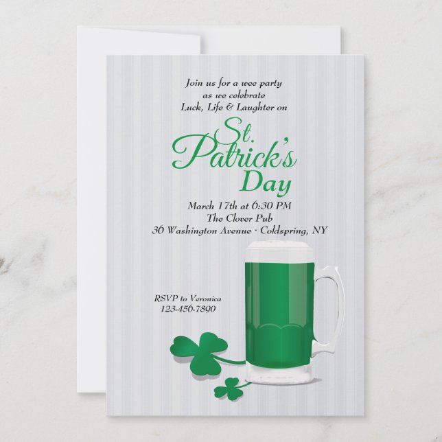 Mug of Green Beer St. Patrick's Day Invitation (Front)