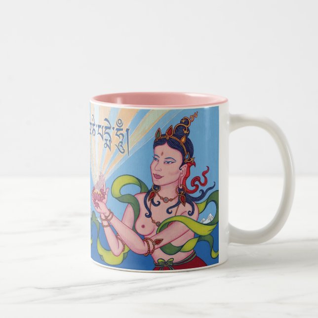MUG Offering Goddess + mantra Om Mani Padme Hum (Right)