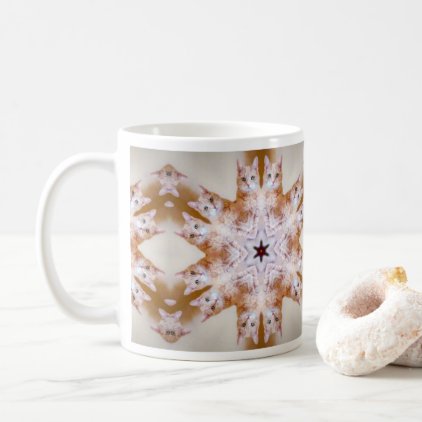 MUG - Orange Snowflake Cat Kaleidoscope Design