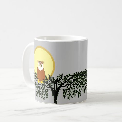 Mug _ Owl in Tree Branches with Moon