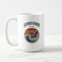 Mug Pacific Coast Retro Vintage Sunset & Ocean Wav