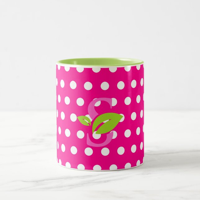 Mug Pink Polka dot logo design (Center)
