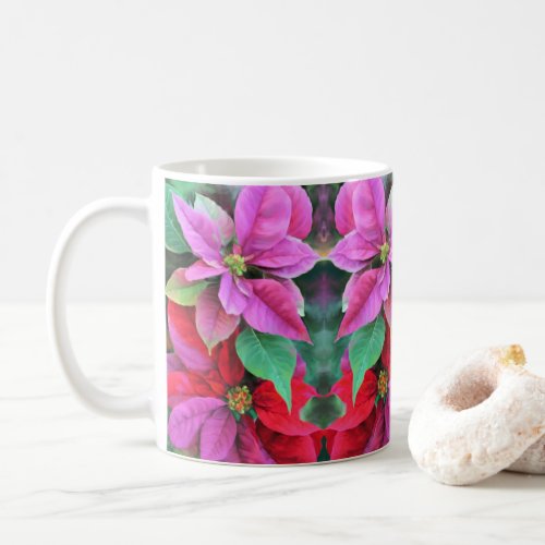 Mug Pink  Red Poinsettias