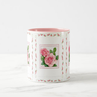 Mug-Pink Roses Two-Tone Coffee Mug