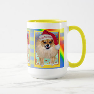 Mug   Pomeranian Bad Santa rainbow Christmas