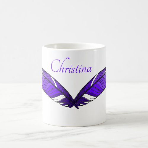 Mug _ Purple Feathers and Name