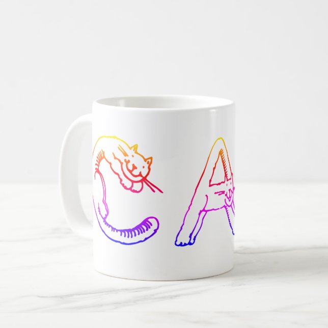 Mug - Rainbow Colored CAT (Front Left)