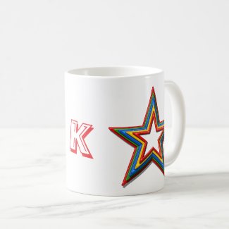 Mug - Rainbow Colored Stars and Initial