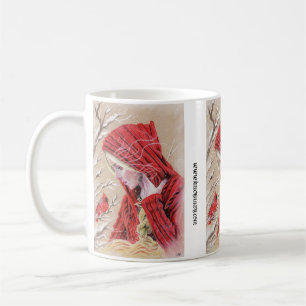 Mug red cardinal girl winter christmas holiday